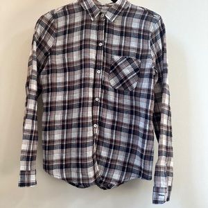 Current/Elliott but Tim-down plaid shirt.